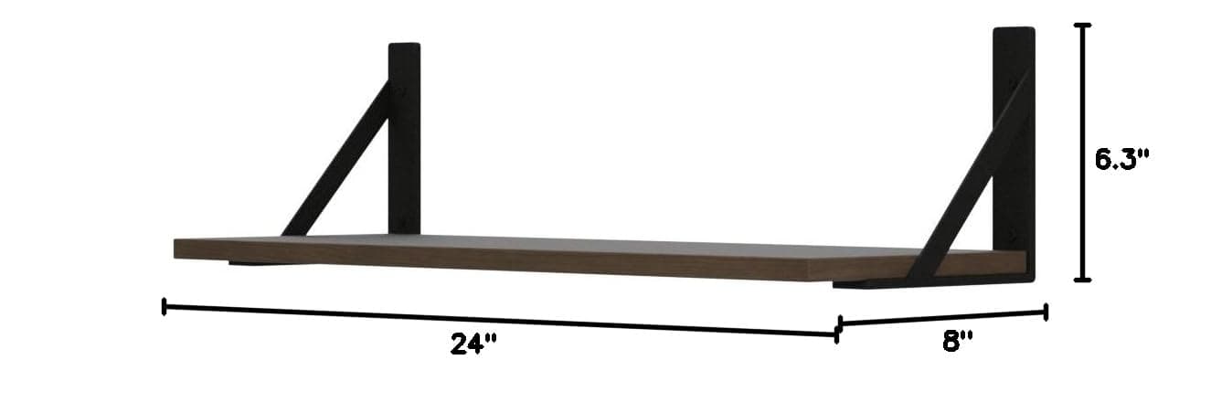Forbena 24 Inch Long Floating Shelves for Wall Set of 3, Wooden Wall Bookshelf for Bedroom, Large Rustic Wood Hanging Book Shelves for Living Room Plants Kitchen Office Closet Storage (Dark Brown) thumbnail 2