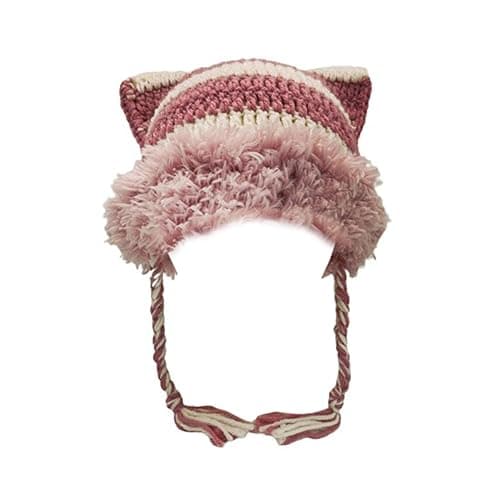 Beanies Cat Beanie Y2k Beanie Goth Knit Hat Grunge Crochet Hats for Women y2k Accessories - Image 1