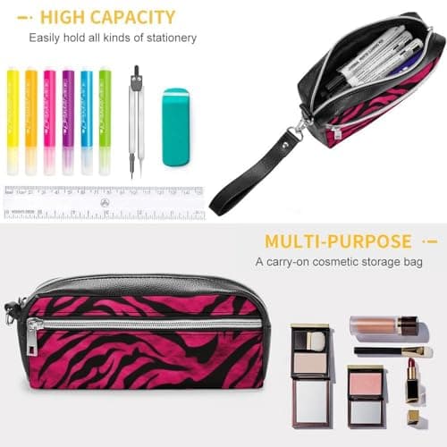 RLDOBOFE Large Capacity Pencil Pouch,Cute Pencil Case, Aesthetic Pencil Bag for Women, Zebra Tiger Leopard Pink Printed Makeup Pouch,Fashion Stationery Pencil Case thumbnail 3
