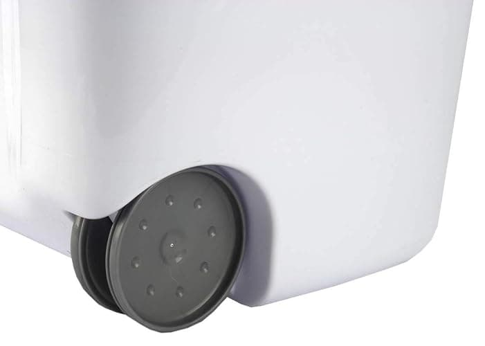Sterilite Ultra Wheeled Laundry Hamper with Lid, Handle and Wheels for Easy Rolling of Clothes to and from The Laundry Room, Plastic, White, 1-Pack thumbnail 7