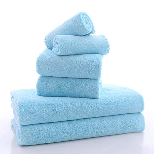 MOONQUEEN Ultra Soft Towel Set - Quick Drying - 2 Bath Towels 2 Hand Towels 2 Washcloths - Microfiber Coral Velvet Highly Absorbent Towel for Bath Fitness, Sports, Yoga, Travel (Aquamarine 6 Pieces) thumbnail 7