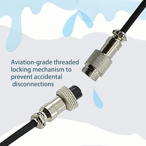 HSEUOPV Custom Coiled USB C Cable for Gaming Keyboard, Double-Sleeved Mechanical Keyboard Cable with Detachable Metal Aviator,USB-C to USB-A (1.8 M,Black) thumbnail 2