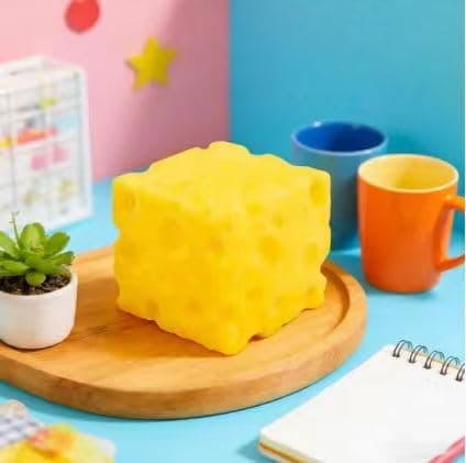 Yellow Cheese Squeeze Toy,Soft Novelty , Theme Cheese Cubes Squishy (Small) thumbnail 4