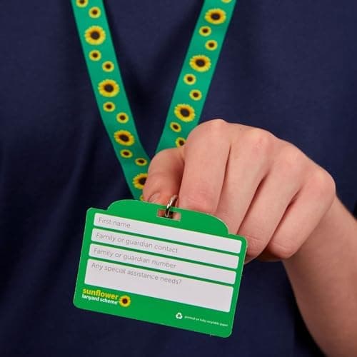 Official Hidden Disabilities Sunflower Lanyard (70cm) with ID Card | Smaller 70cm hidden disability sunflower lanyard with ID card holder and safety breakaway clasp for a child or smaller person thumbnail 6