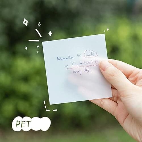 6Pack Transparent Sticky Notes, Clear, 3’’ x 3’’ Translucent, Waterproof See Through, 300 Sheets thumbnail 7