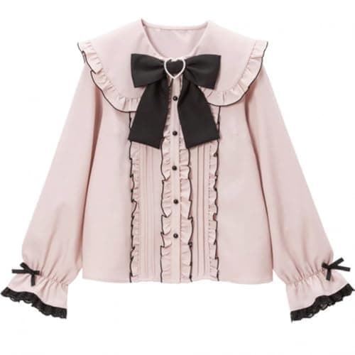 Pokn Jirai Kei Lolita Fashion Cutecore Clothes Kawaii Clothing Blouse Goth Shirt Women Lace Mesh Sheer Long Sleeve Blouse - Image 1