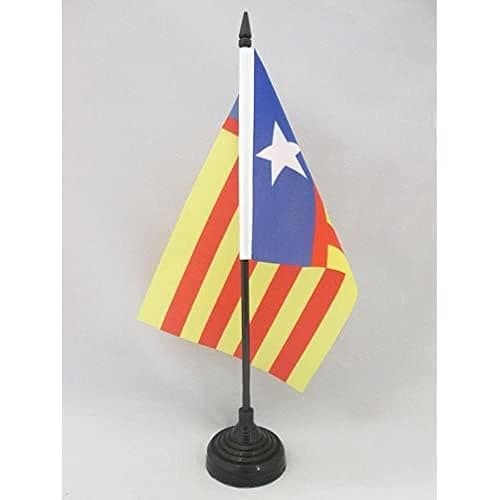 Valencian Community Independentist Table Flag 5'' x 8'' - Valencia nationalist Desk Flag 21 x 14 cm - Black plastic stick and base - AZ FLAG - Image 1