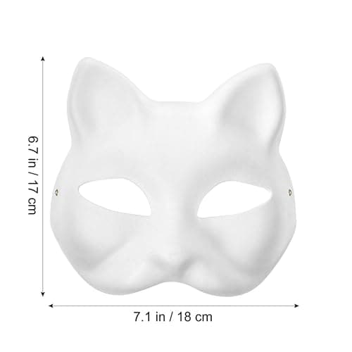 MAELSTROM 30Pcs Cat Mask Base With Strap - Blank to Paint, Therian Halloween Animal Mask for Party Costume thumbnail 2