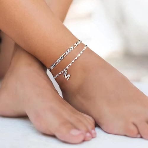 Ursteel Ankle Bracelets for Women, 14K-Gold-Plated Dainty Layered Chain CZ Initial Anklets Set Summer Jewelry Gifts for Women thumbnail 6