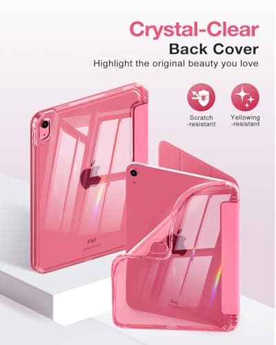 MoKo for iPad (A16) 11th Generation Case 11-inch 2025,iPad 10th Generation Case 2022 with Left Pencil Holder,Slim Trifold iPad11 inch Cover with Crystal Clear TPU Back Shell,Watermelon Red thumbnail 3