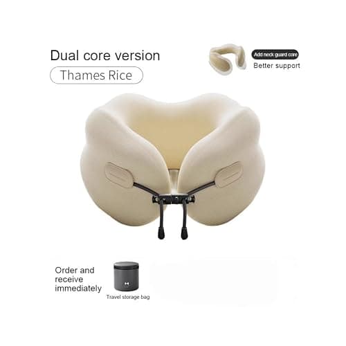 Ultra-Soft Travel Neck Pillow, Ergonomic Design with Contoured Shape, Breathable Fabric,Internal Structure，Travel Blanket Airplane Compact with Bag，Airplane Essentials (Thames Rice) thumbnail 2