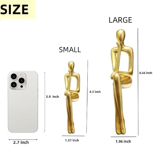 Prettidecor Gold Home Decor Thinker Statue Accents, Set of 3 Thinker Sculptures Office Decor Modern Abstract Resin Decoration on Shelf Table Desk for Living Room Office Bedroom (Large Gold) thumbnail 2