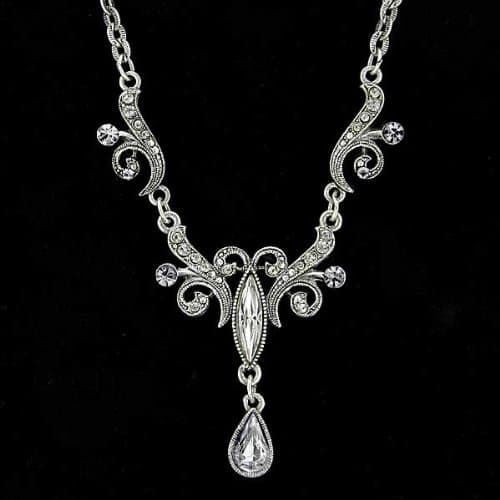 1928 Jewelry Crystal Teardrop Y-Shape Necklace, 15" thumbnail 4