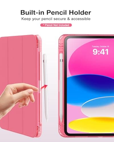 MoKo for iPad (A16) 11th Generation Case 11-inch 2025,iPad 10th Generation Case 2022 with Left Pencil Holder,Slim Trifold iPad11 inch Cover with Crystal Clear TPU Back Shell,Watermelon Red thumbnail 8