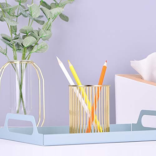 Gold Metal Pen Holder for Desk, Makeup Brushes Cup, Pencil Holders, Office&Home Organizer thumbnail 6
