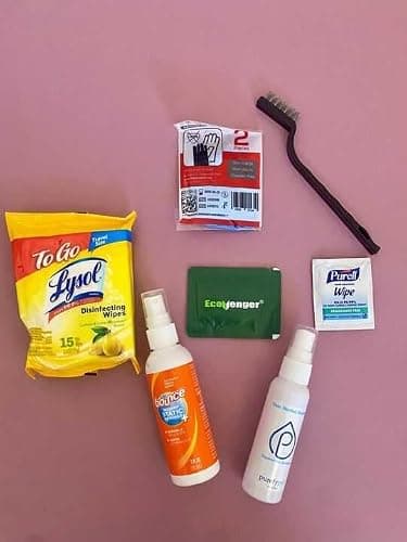 Travel Cleaning Supplies Kit - Travel Size Cleaning Supplies For Hotels, Bathrooms with Gloves, Surface Wipe, Fabric Cleaner, Air Cleaner, Hand Wipes, Bed Bug Wipes thumbnail 3