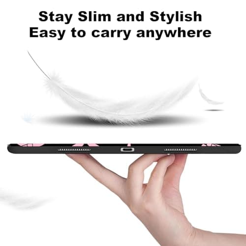 RQYDYZMJ Case for iPad 9th / 8th / 7th Generation (2021/2020/2019) 10.2 inch，Auto Sleep/Wake,Trifold Smart Stand Shockproof Cover Case for Women Girls (Black and Pink Bow) thumbnail 4