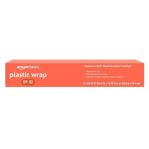 Amazon Basics Plastic Food Wrap, BPA Free, Microwavable, 200 Sq Ft, Pack of 1 - Image 1