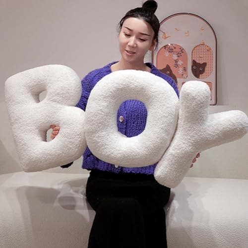 Letter Pillows A-Z, Monogram Throw Pillow 15.7in - Plush Alphabet Cushions for Sofa, Bed, Kids Room - Decorative Initial Pillows (Black/White) for Home Decor, Heart & LOVE Photo Props (White-D) thumbnail 2