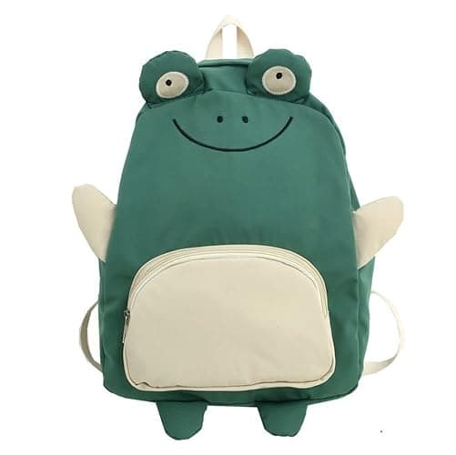 KOWVOWZ Kawaii Frog Large Novelty Backpack Girl Boy Teen Cute Fuuny Panda Animal High School Backpack Laptop Waterproof Bookbag (Frog) - Frog - Image 1