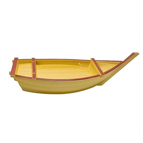 JapanBargain 4120, Japanese Sushi Boat Plastic Sashimi Sushi Serving Tray Boat Shaped Food Platter, Made in Japan, 18.5-inch, Yellow thumbnail 3