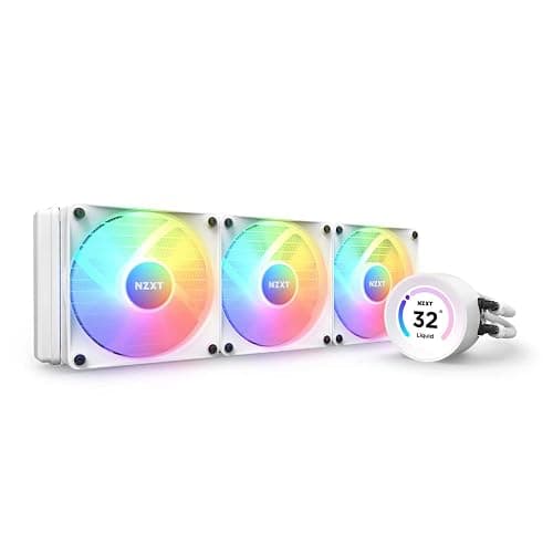 NZXT Kraken Elite 360 RGB - RL-KR36E-W1-360mm AIO CPU Liquid Cooler - Customizable 2.36" LCD Display for Images, Performance Metrics and More - High-Performance Pump - 3 x F120P RGB Fans - White - Image 1