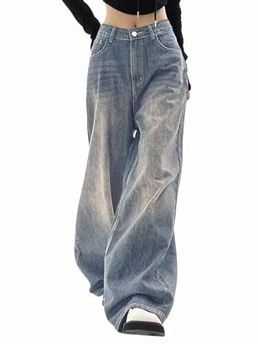 EMMIOL Jeans for Women Wide Leg Baggy Jeans High Waist Y2K Cargo Pants Casual Loose Boyfriends Trousers Vintage Streetwear - Image 1