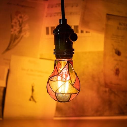 CybaaLuxzus Stained Glass Light Bulb,Rainbow Painted Light Bulb,Mosaic Light Bulb,4W 120V,Multi Colored Colorful Light Bulb Indoor,Fun Romantic Light Bulbs,Unique Decorative Light Bulbs thumbnail 4