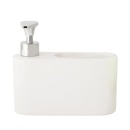 KOOK TIME Distributeur Liquide Vaisselle Porte Eponge pour Cuisine | Distributeur Savon Liquide pour Les Mains avec Espace Porte éponge | Porte Savon Cuisine | Matériel: céramique | Couleur: Blanc thumbnail 4