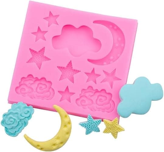 3Pcs Pink Moon and Star Molds Silicone, Cloud Fondant Mold Moon Star Cloud Chocolate Molds for Chocolate Candy Baking Sugar Cakes Decorating Candy Making Supplies thumbnail 6