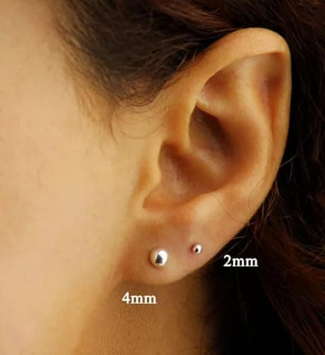 Renkovte Tiny Ball Stud Earrings for Women,Dainty 2mm 3mm 4mm Ball Studs for Cartilage Helix Second Lobe Piercing 316 Surgical Steel Hypoallergenic thumbnail 6