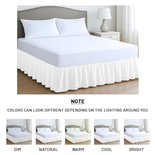 SGI bedding 20 Inch Drop Ruffled Bed Skirt Queen Size - Classic Gathered Styling, Platform Style Dust Ruffle with Secure Fit, Split Corners, Wrinkle-Resistant Microfiber - White thumbnail 3