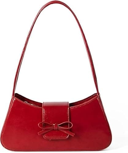Demiawaking Damen Umhängetasche, Coquette Schleife Geldbörse für Frauen, Y2k Hobo Handtaschen, Trendy Clutch Geldbörse Leder Unterarmtasche - Rot - Image 1