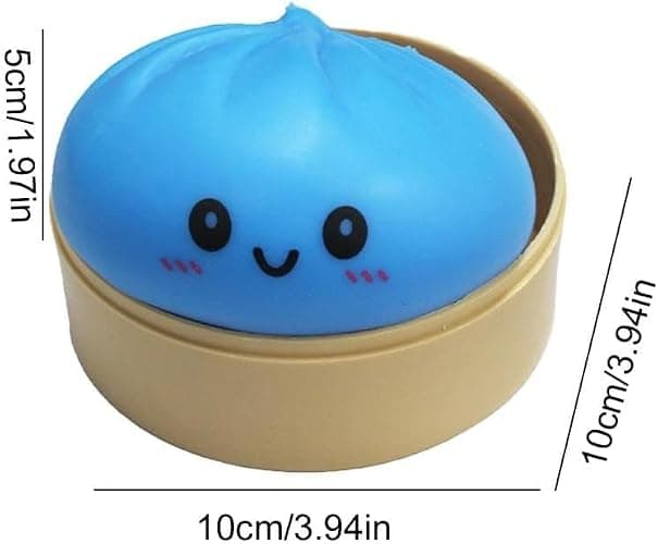 Dumpling Squishy Toy, Dumpling Squishy Mystery Box, Easter Basket Stuffers, Squeeze Dough Ball Stress Relief Hand Toys with Food Steamer Stretchy Desk Toys (Blue) thumbnail 3