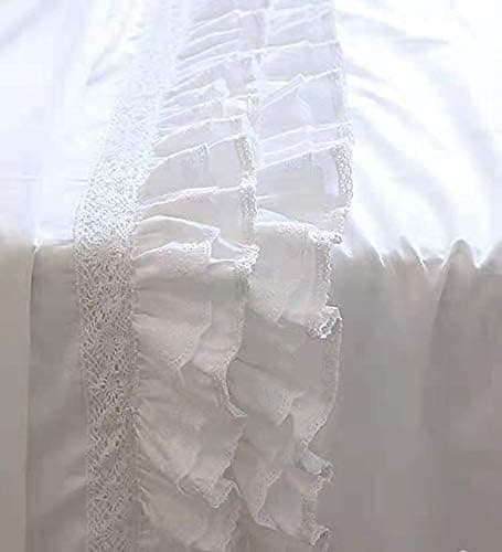 2-Pack White Pillow Shams Shabby Chic Pillowcases with Lace Ruffles Vintage Pillow Covers Cotton Queen Size 20"X30" Luxury Elegant thumbnail 6