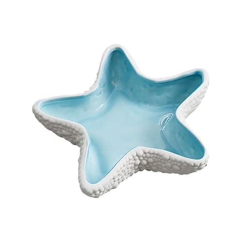 EAZHOP Keramik Schmuckschale, Seestern Schmucktablett Muschel Deko Schalen, Schlüssel Ablageschale für Nachttisch-Dekoration Hochzeit Geschenk Heimdekoration und Schmuckaufbewahrung (B) - Image 1