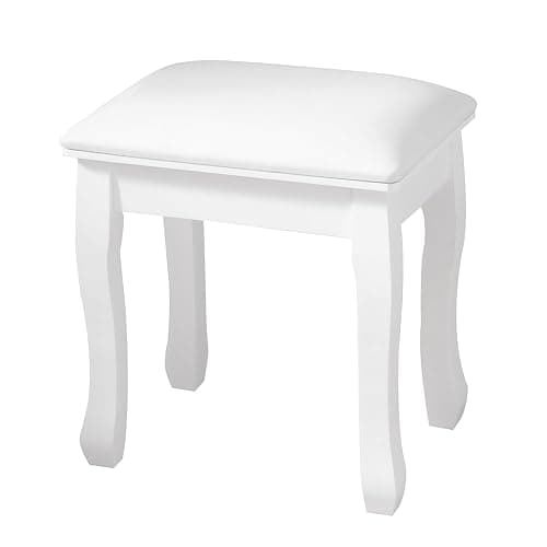 Vanity Stool, Padded Makeup Chair Bench with Solid Wood Legs, Dressing Table Seat, Cute Vanity Stools with Cushion, Modern Foot Stool Ottoman for Small Spaces, Living Room, Bedroom (Curved Legs) thumbnail 8