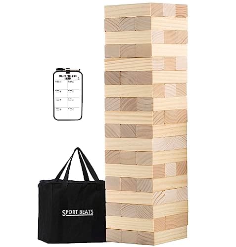 SPORT BEATS Giant Tower Game Outdoor Games 54 Blocks Stacking Game - Includes Carry Bag and Scoreboard - Image 1