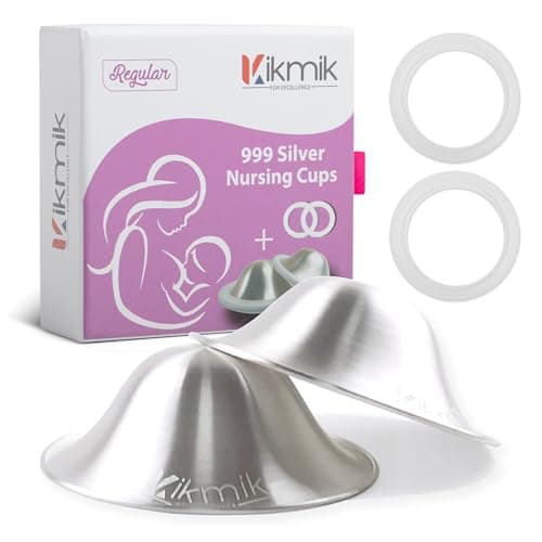 KIKMIK The Original Silver Nursing Cups with O-Feel Rings - 999 Silver Nipple Shields for Newborn Essentials - Reusable Nipple Covers for Breastfeeding Pain Relief & Protection - Regular thumbnail 8