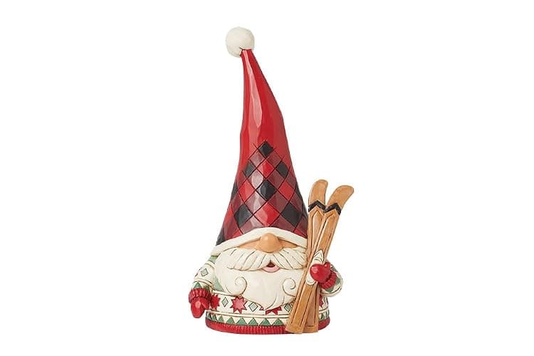 Enesco Jim Shore Heartwood Creek Highland Glen Gnome Holding Skis Figurine- Stone Resin Hand Painted Crafted Collectible Gnomes Mini Figurines Home Decor Statue, 6.3 Inch - Image 1