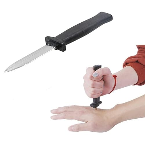 GUDVES Retractable Knife Prop Knife Fake Knife False Trick Gadget Toy Disappearing Dagger Plastic Halloween Fools Day Party Trick Costume Knife (3 PCS A) thumbnail 7