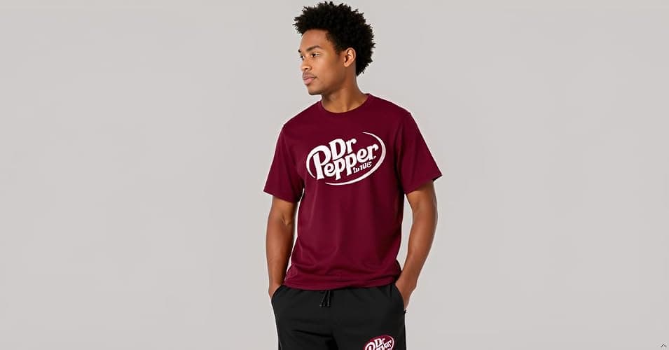 Bioworld Dr Pepper Logo Adult Maroon T-Shirt and Black Sleep Pajama Pant Set thumbnail 3