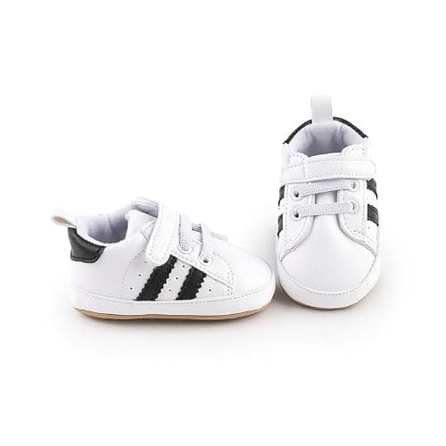 TsQiiane Newbron Baby Boys Girls Retro Sneakers Pu Leather Rubber Sole Walking Shoes Toddler Non-Slip First Walkers Infant Slippers Crib Shoes thumbnail 4