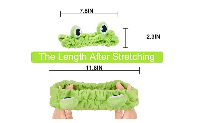 Jowmoy Green Frog Eye Elastic Headband - Versatile for Spa, Skincare, Makeup, Face Wash, Fun Gift for Women (1 Pack) thumbnail 2