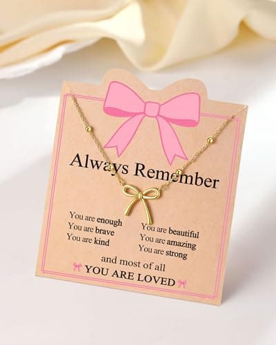 UNGENT THEM Bow Necklace Jewelry Tween Teen Girl Gifts Trendy Stuff Cute Girly Preppy Things 8 10 12 14 16 18 13 11 9 Year Old Birthday Back to School Graduation for Teenage Girls Ideas thumbnail 7