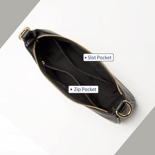 Elegant Faux Leather Shoulder Bag, Clutch Tote Handbags for Women, Convertible Crossbody Purse with 2 Removable Straps, Zipper Closure, Handbag for Women (Black) thumbnail 6