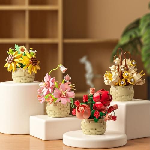 Mini Flowers Building Block Set,Flower blocks toys,Plants and Succulent Toys,Building block flowerpot，Botanical Collection Birthday Gift for Girls Boys Adults Kids Ages 6+ (Perfume Lily 155Pcs) thumbnail 7