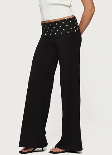 Argeousgor Women Yoga Fold Over Pants Flare Leggings Sweatpants Lounge Low Rise Stretch Straight Leg Trousers thumbnail 4