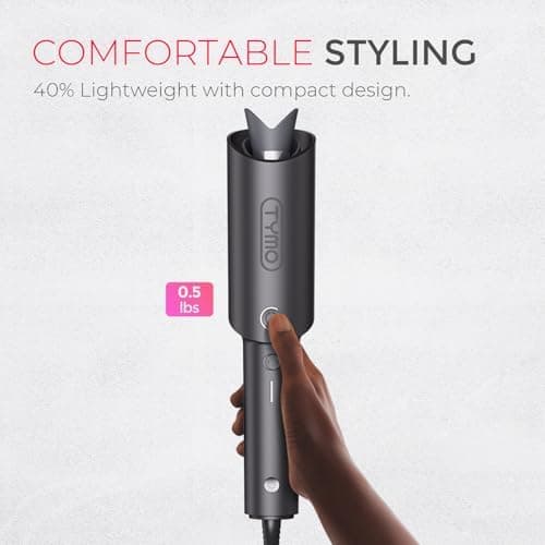 TYMO Automatic Rotating Curling Iron - TYMO CURLPRO Beach Waves Curling Wand, Portable Hair Curler, 500 Million Ionic, Dual Voltage & Lightweight for Travel, Ceramic Coating, 1 Inch, Metallic Gray thumbnail 7