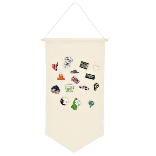 YeeMan Wall Hanging Brooch Jewelry Storage Case Canvas Display Stand Enamel Pin Display Banner Holder Earrings Necklace Glitter Pin Collection Organizer (Burlywood) thumbnail 4